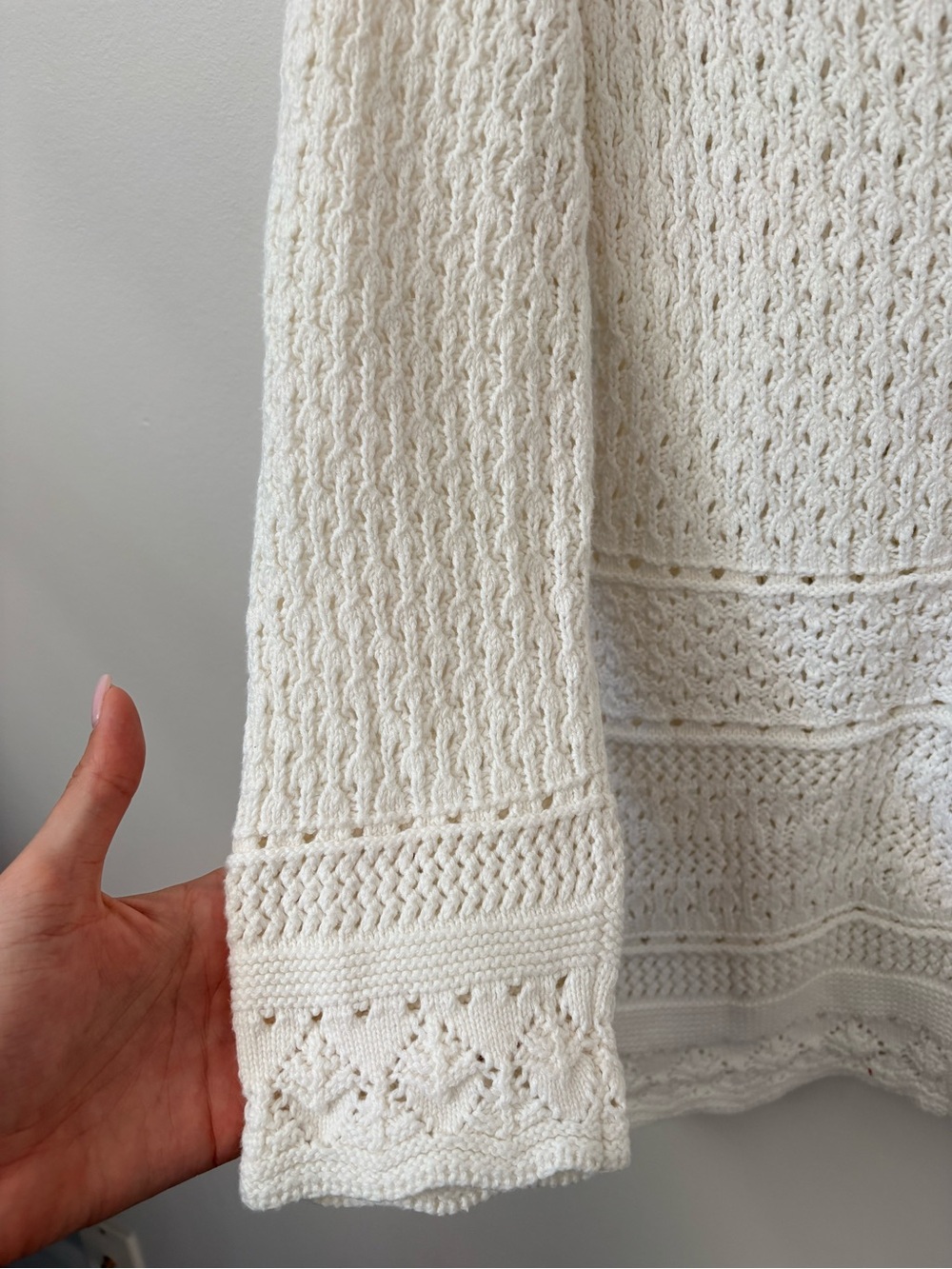 Eddie Bauer White Open Knit Button Front Cardigan Size Small 100% Cotton - Picture 8 of 14